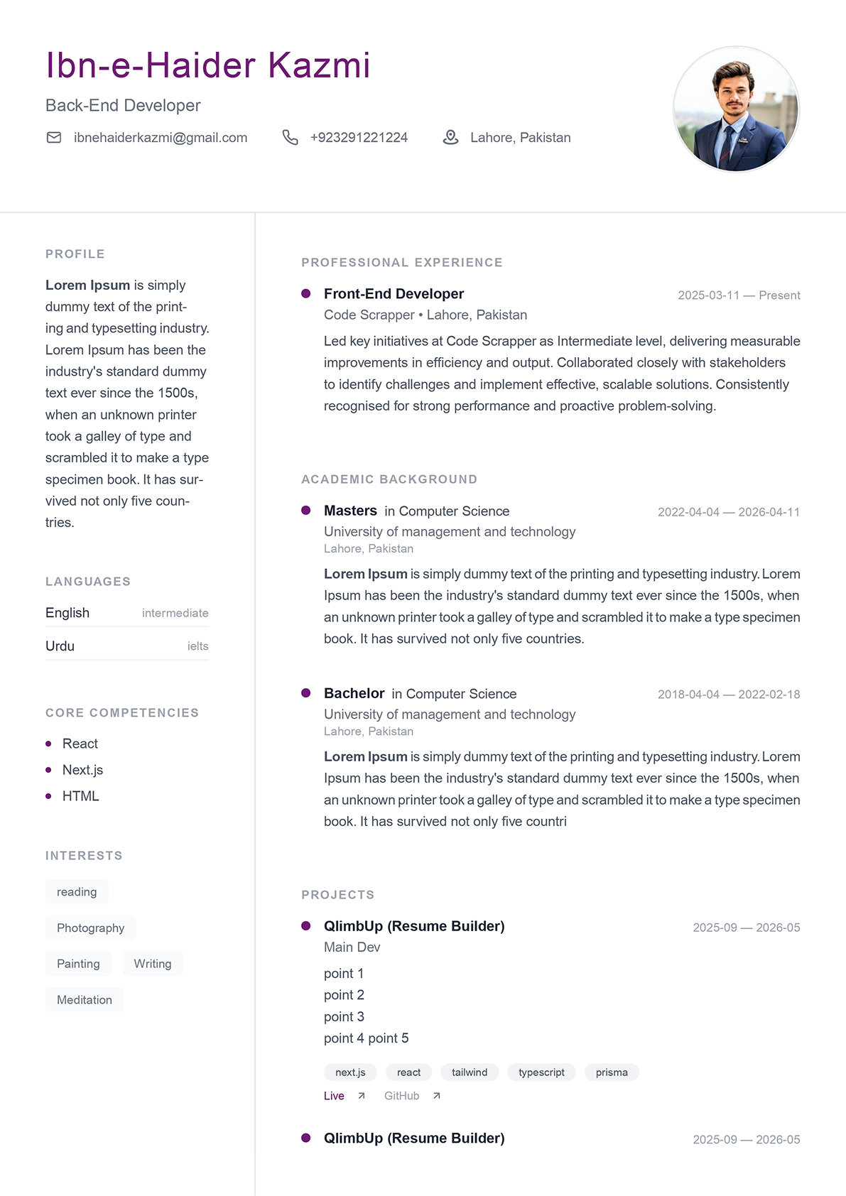 Resume Variant 12