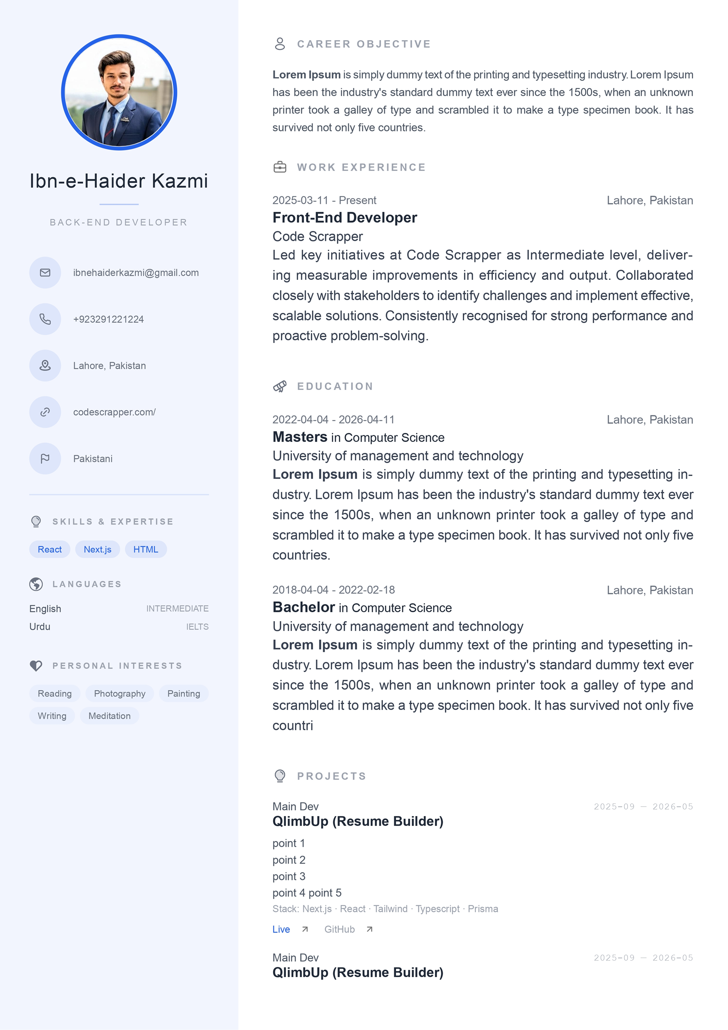 Resume Variant 18